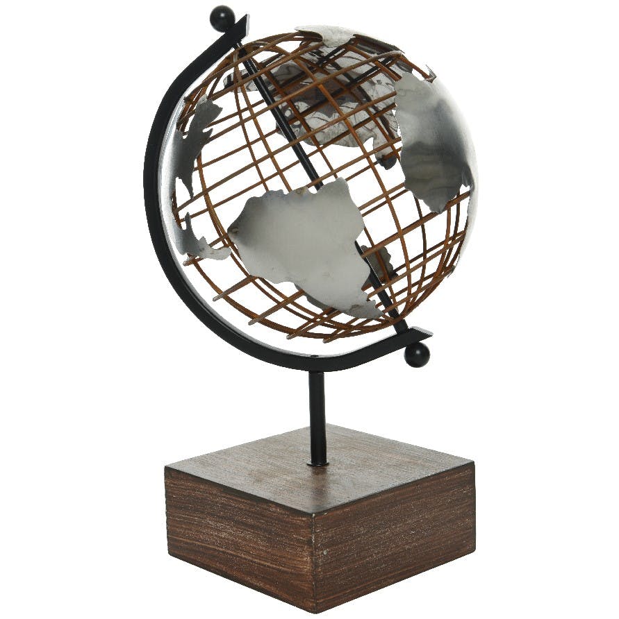 Globe en métal sur pied bois
