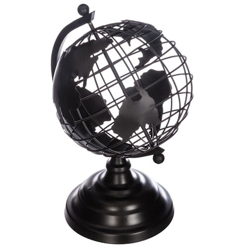 Globe terrestre métal noir 25cm