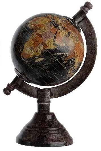 Globe vintage camel noir H16cm