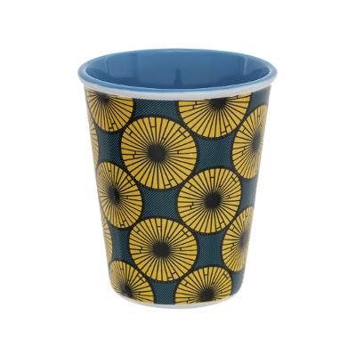 Gobelet imprimé wax jaune bleu