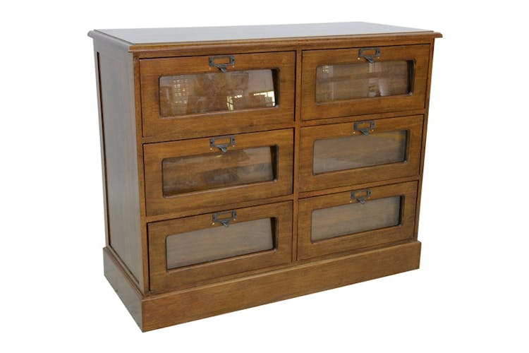 Grainetier Commode Hévéa 6 tiroirs 98,8x41,6x79.5cm MAORI