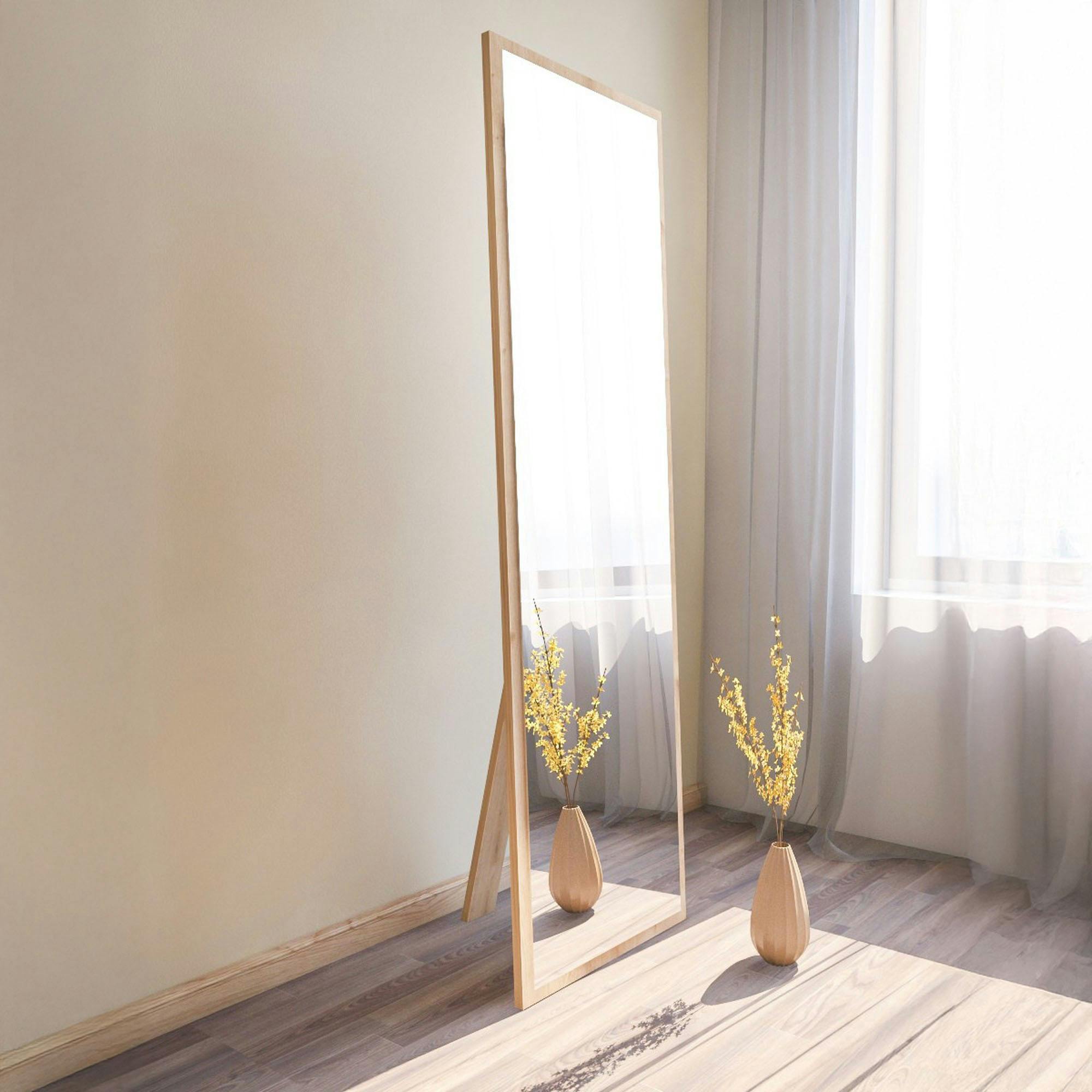 Grand miroir plein pied effet bois style moderne 160 cm CODY