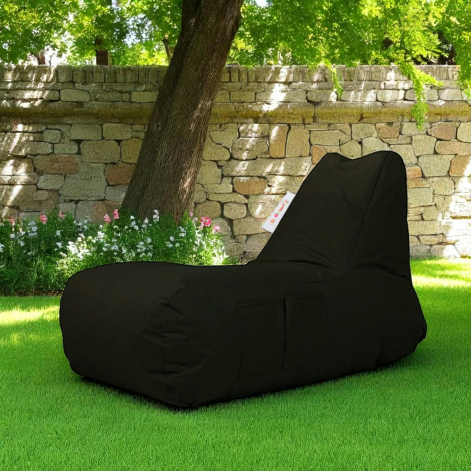 Grand pouf extérieur imperméable noir - avec poches ARTA