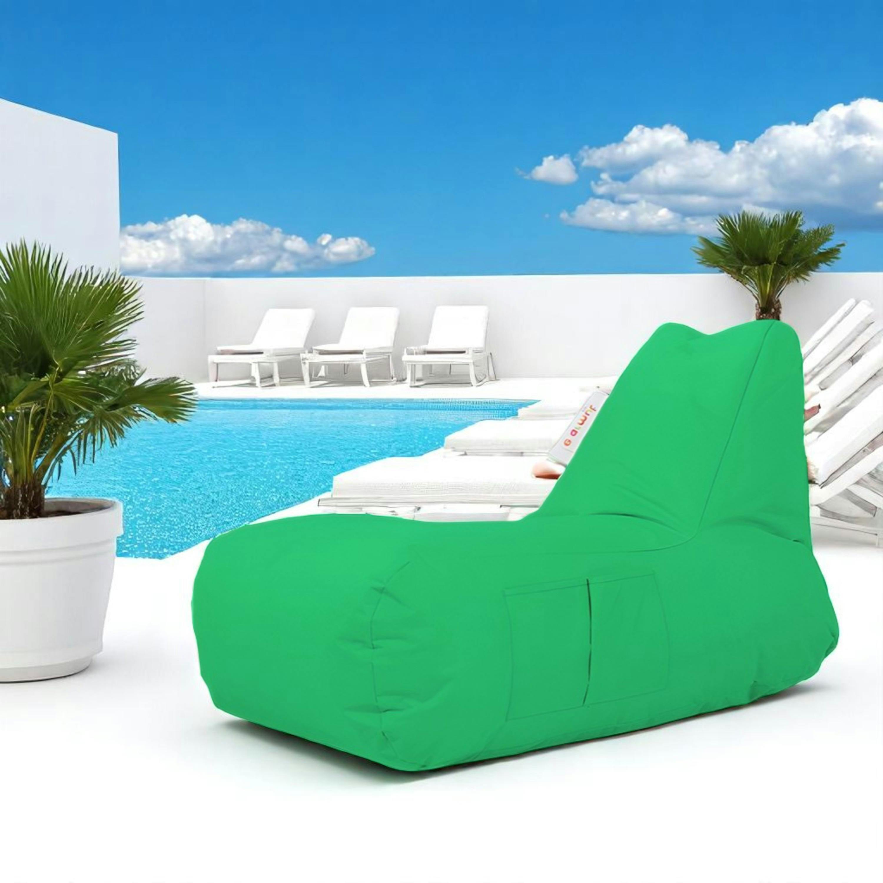 Grand pouf extérieur imperméable vert - avec poches ARTA