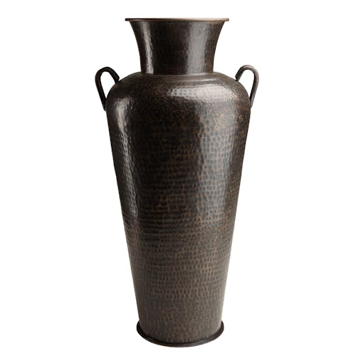 Grand vase alu martelé style amphore couleur cuivre/noir H99,5 cm NADOR