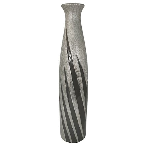 Grand vase décoratif gris et argent