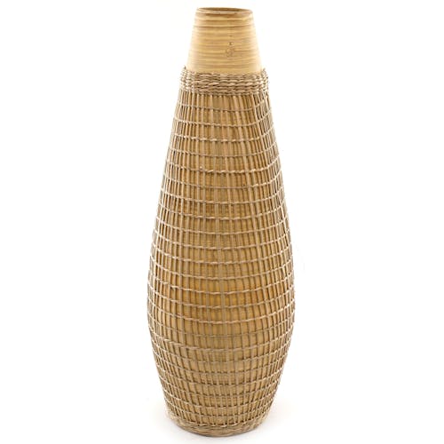 Grand vase en bambou et algue avec tressage