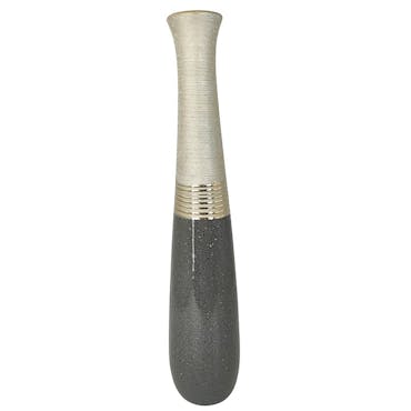 Grand vase gris et or