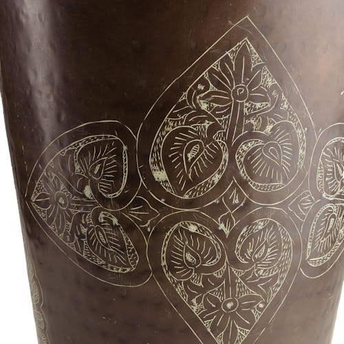 Grand vase oriental couleur cuivre foncé patiné motifs dorés H85,5 cm NADOR