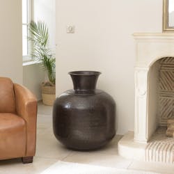Grand vase rond couleur cuivre/noir effet vieilli H73,5 cm NADOR
