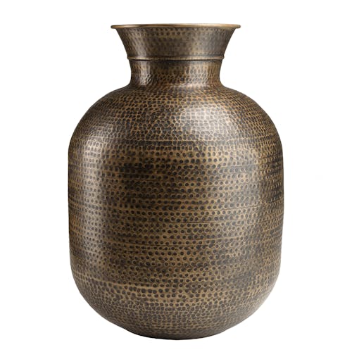 Grand vase rond couleur laiton/noir effet antique H78 cm NADOR