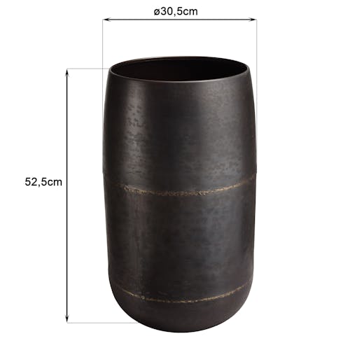 Grand vase rond métal brun antique ZALA