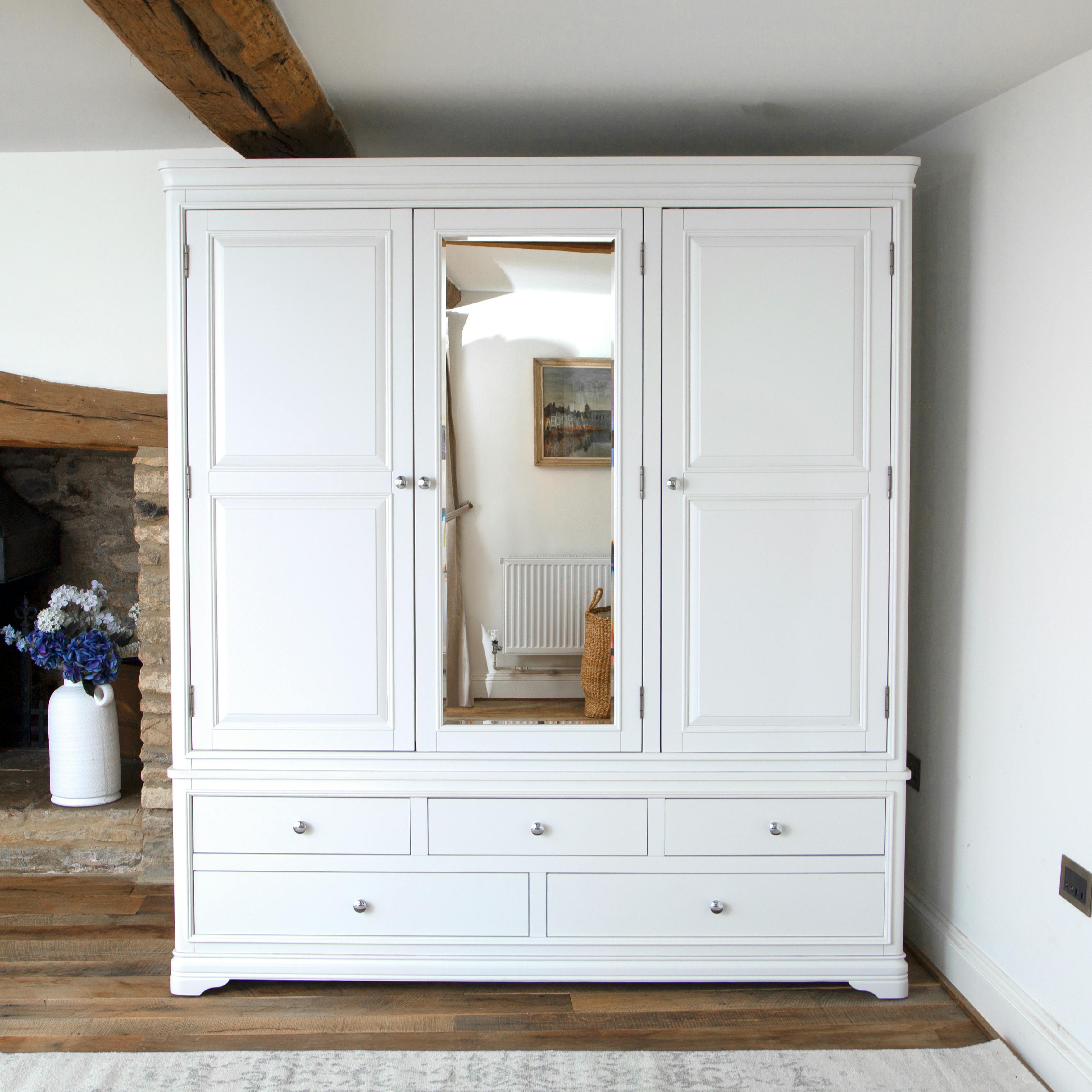 Grande armoire de chambre blanche avec miroir ANDROS