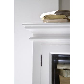 Grande bibliothèque vaisselier blanche 2 corps 6 portes 240x220cm acajou ROYAN