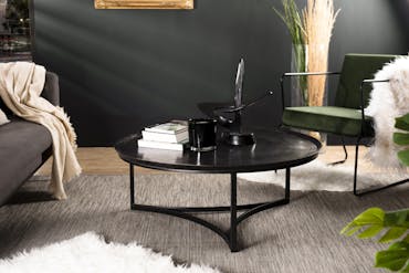  Table basse ronde en metal noir de style contemporain