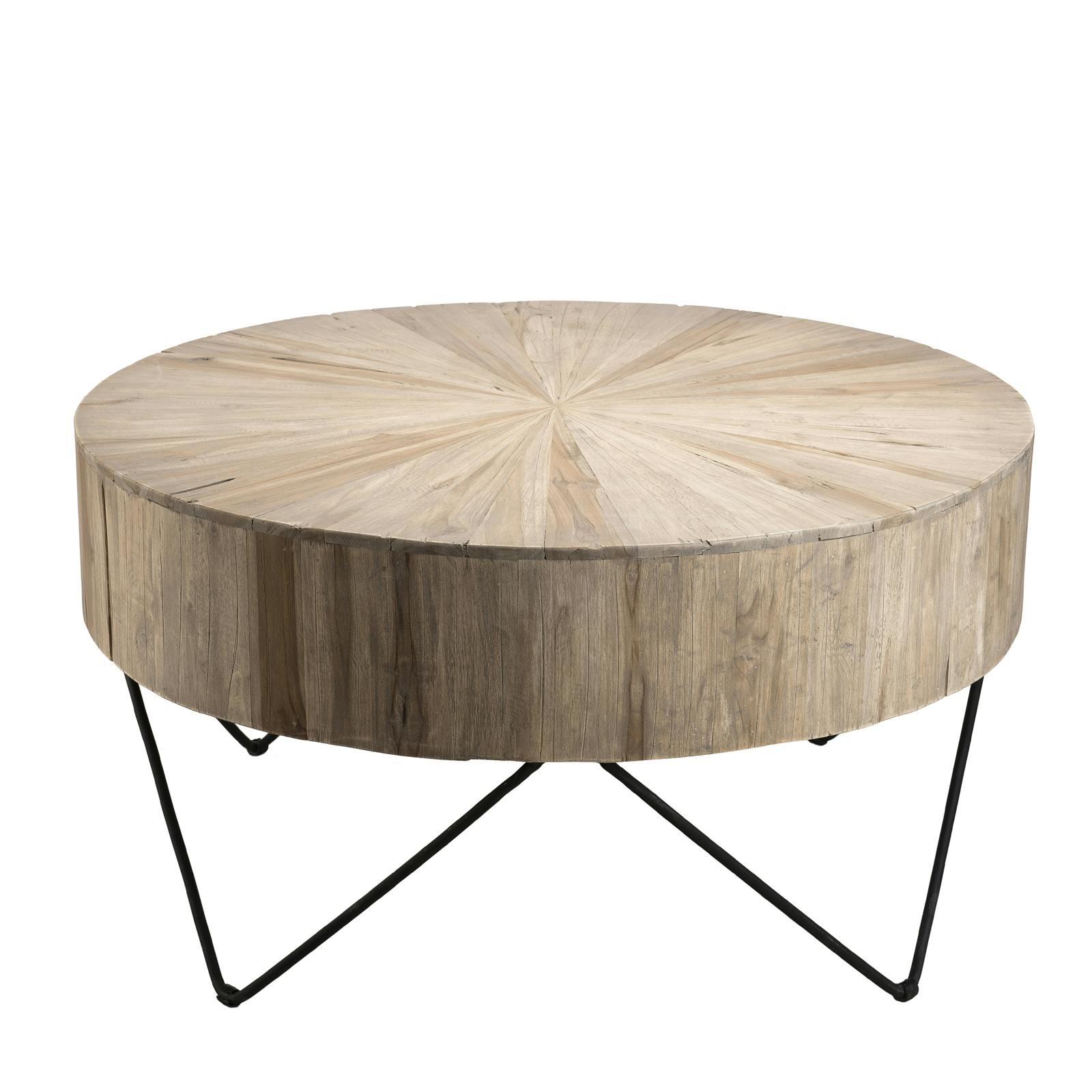 Grande table basse teck forme ronde D90 Jaipur