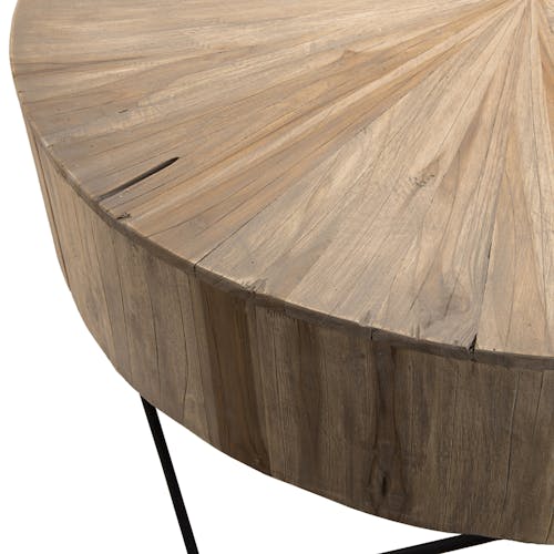 Table ronde en bois et metal de style contemporain