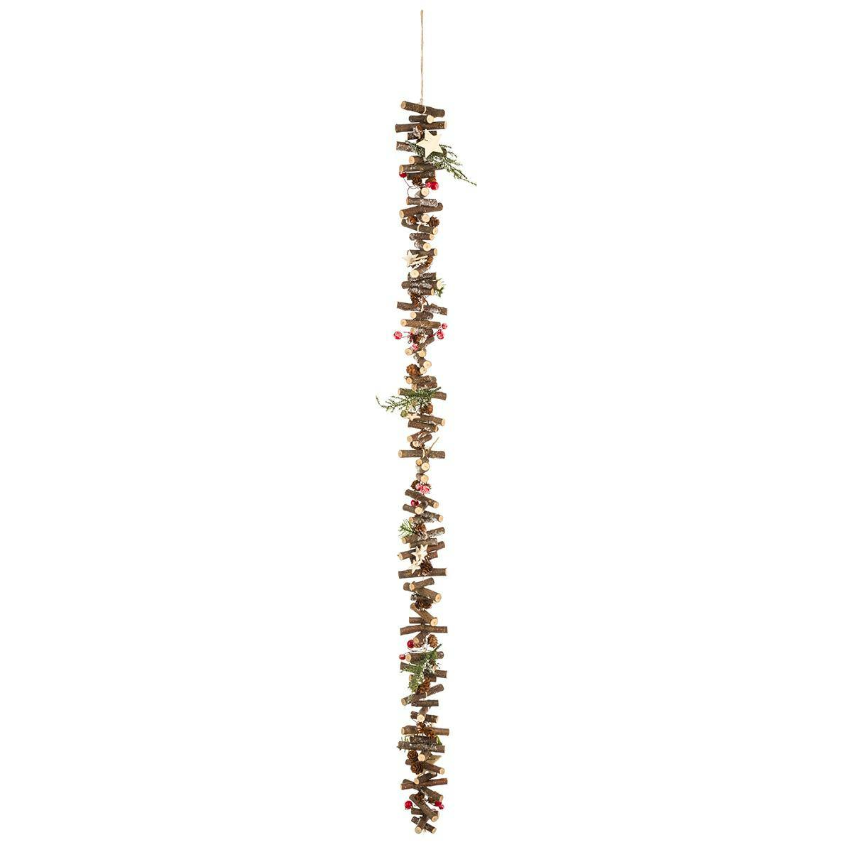 Guirlande de rondins de bois et éléments naturels 100 cm