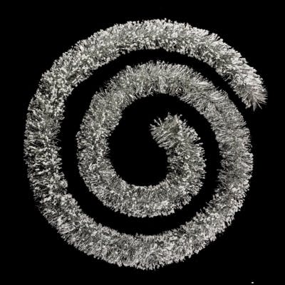 Guirlande floquée argent et billes blanches 3m