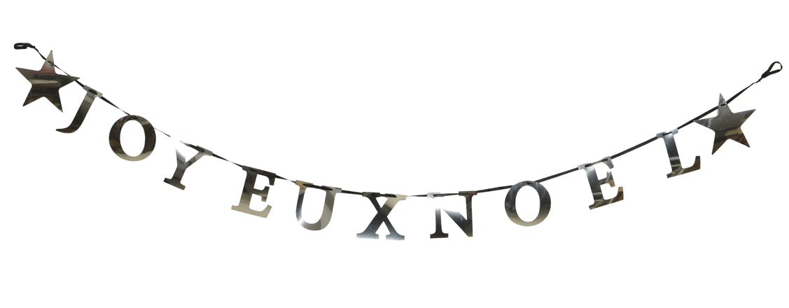 Guirlande "Joyeux Noël" argentée à suspendre