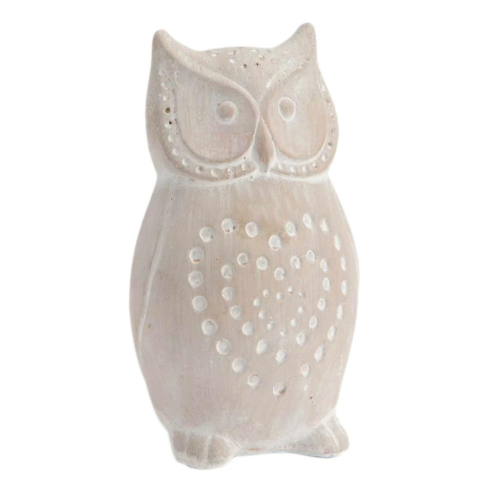 Hibou en ciment gris effet vieilli H20cm