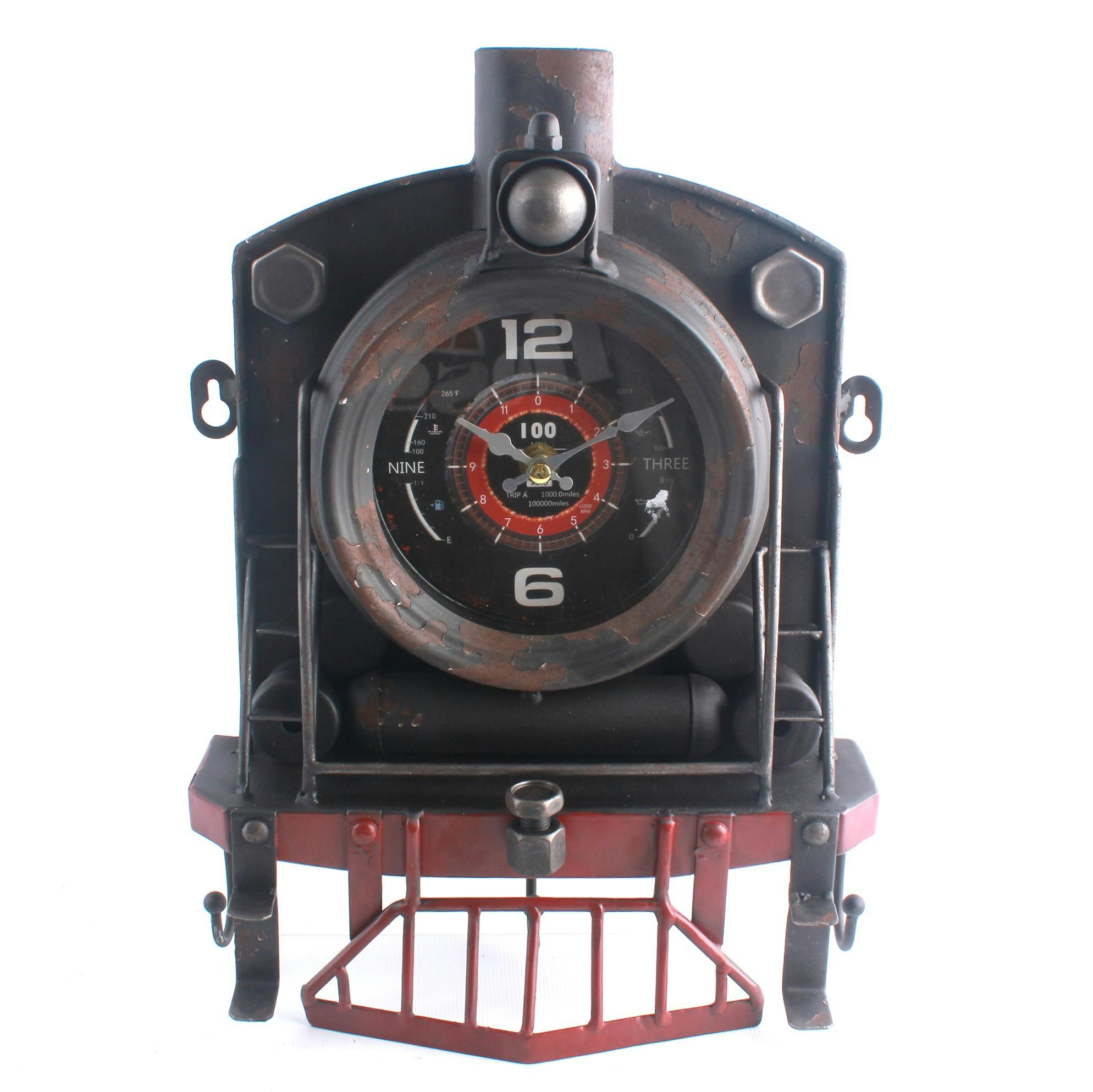 Horloge à poser Rétro Locomotive en métal vieilli 23x8xH33cm