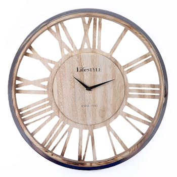 Horloge ajourée effet bois D 48 cm