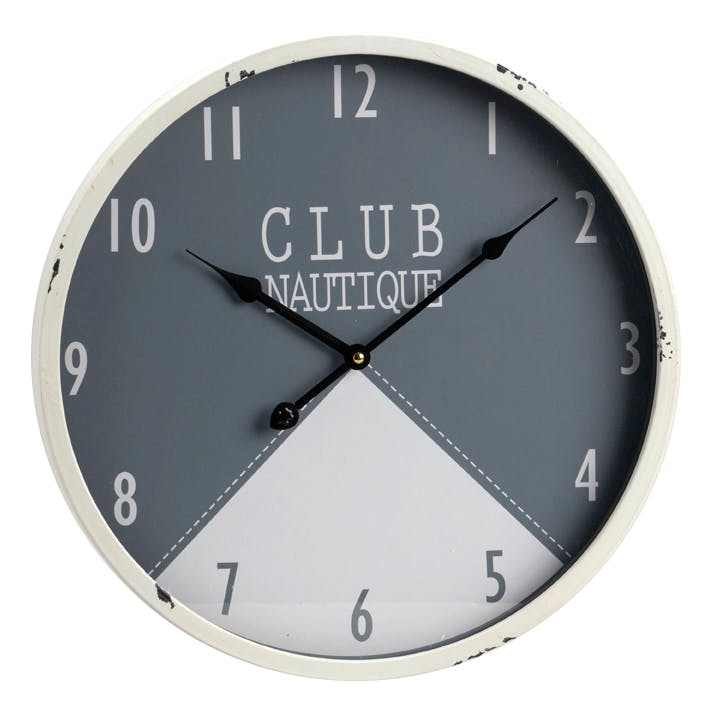 Horloge "Club Nautique" en métal bi-couleur D40cm