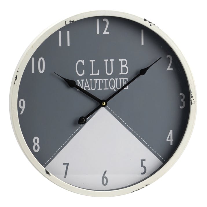 Horloge "Club Nautique" en métal bi-couleur D40cm