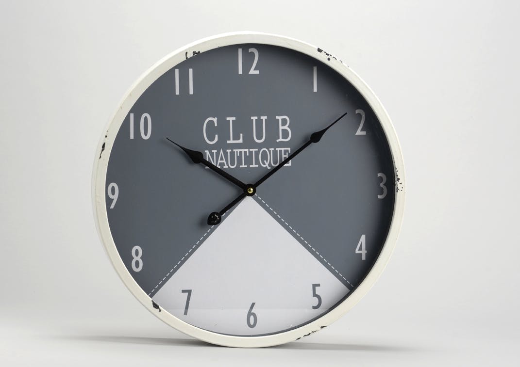 Horloge "Club Nautique" en métal bi-couleur D40cm