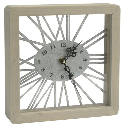 Horloge en bois et métal écru 22x22cm