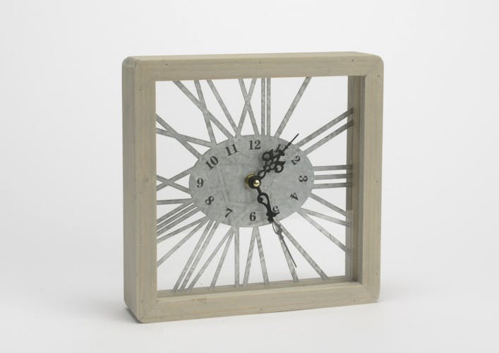 Horloge en bois et métal écru 22x22cm