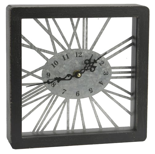 Horloge en bois et métal noir 22x22cm