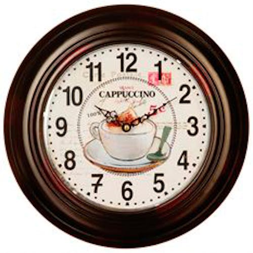 Horloge en métal foncé motif Capuccino et chiffres D32cm