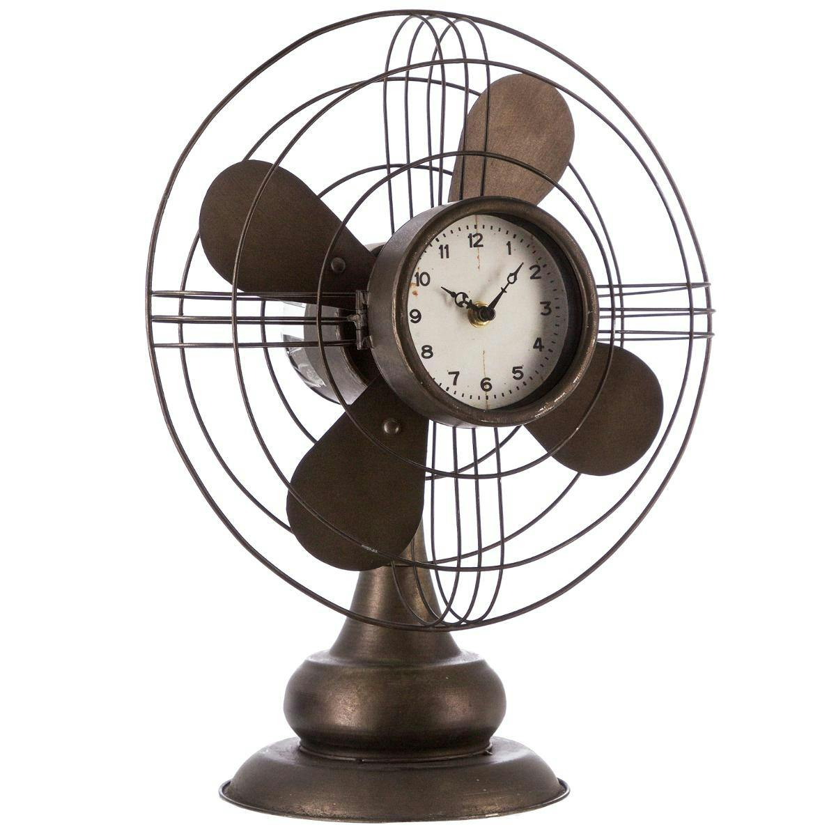 Horloge forme ventilateur en métal marron 33x25cm