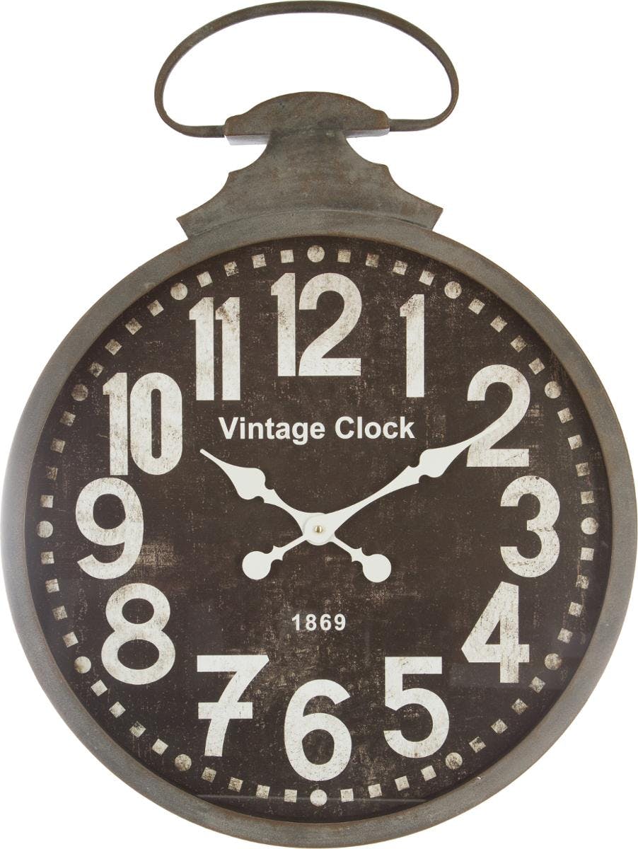 Horloge Gousset en métal aspect vieilli D52cm