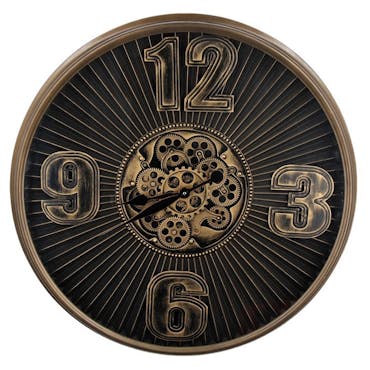 Horloge industrielle finition bronze avec engrenages