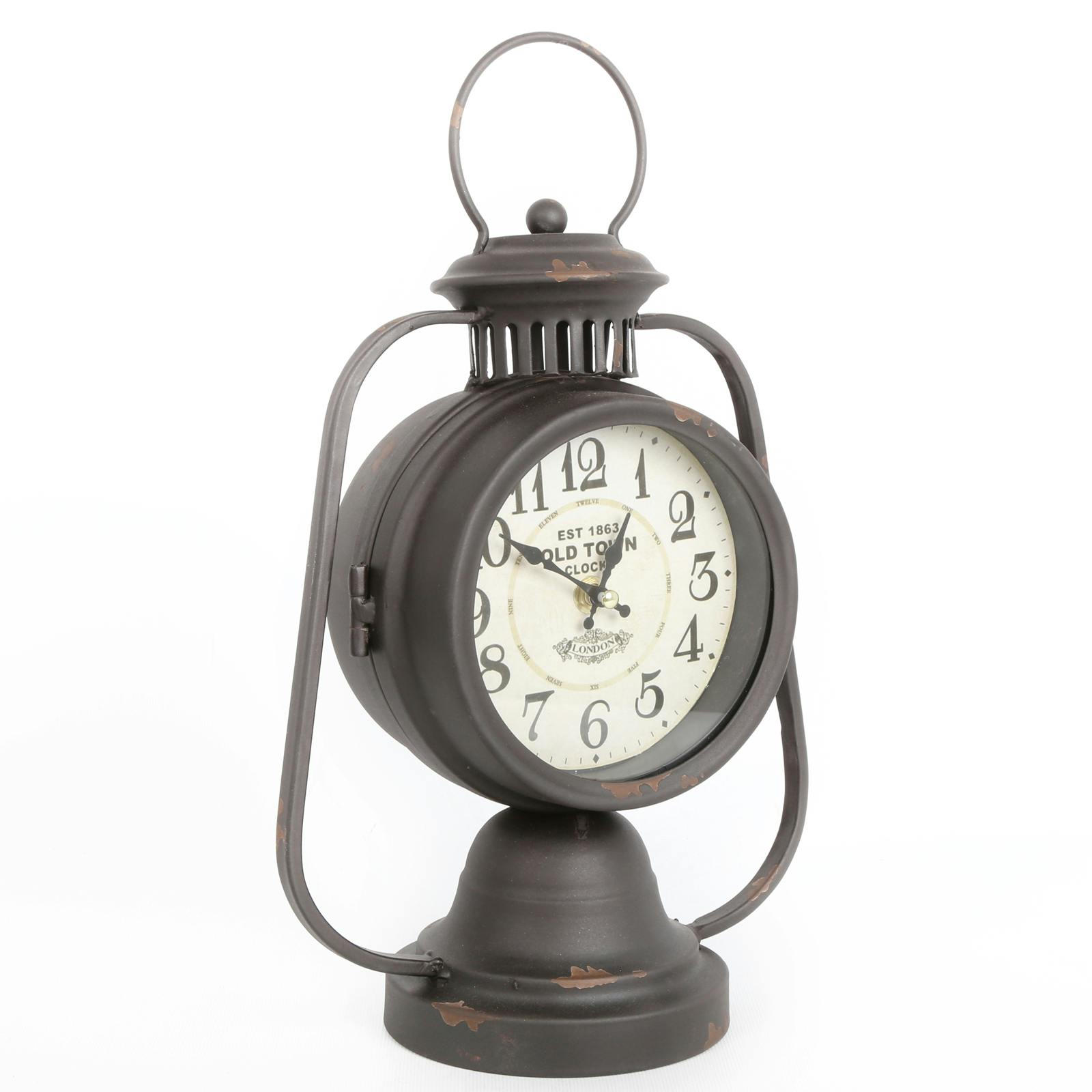 Horloge lanterne métal vieilli 22x13cm
