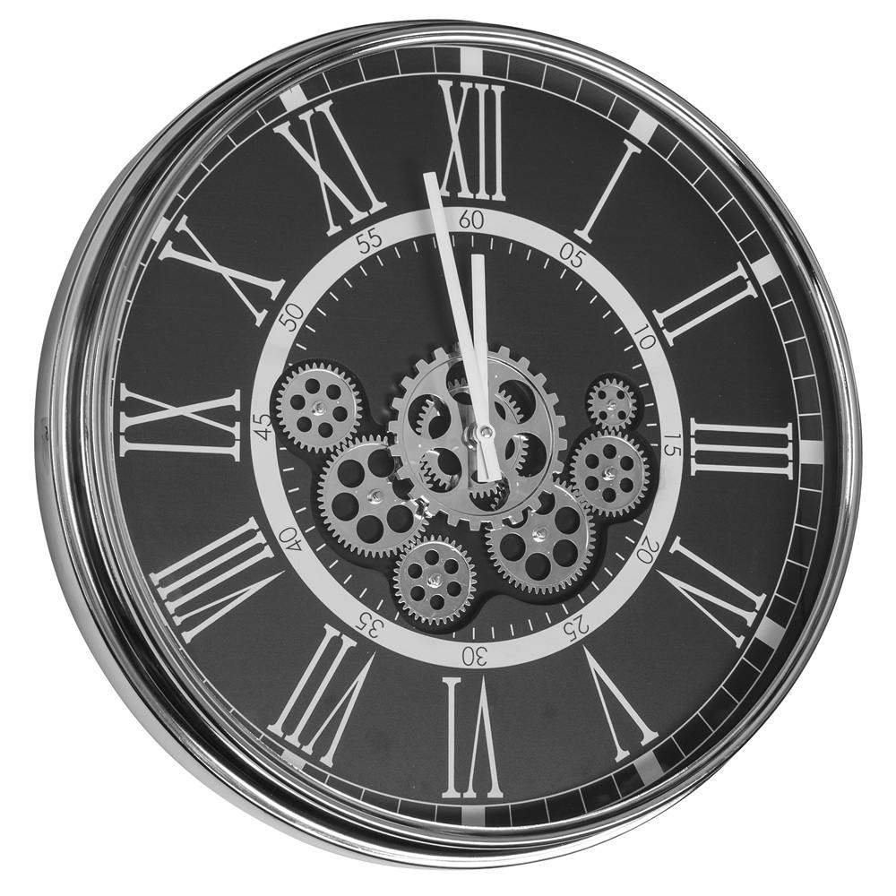 Horloge mécanisme chrome noir