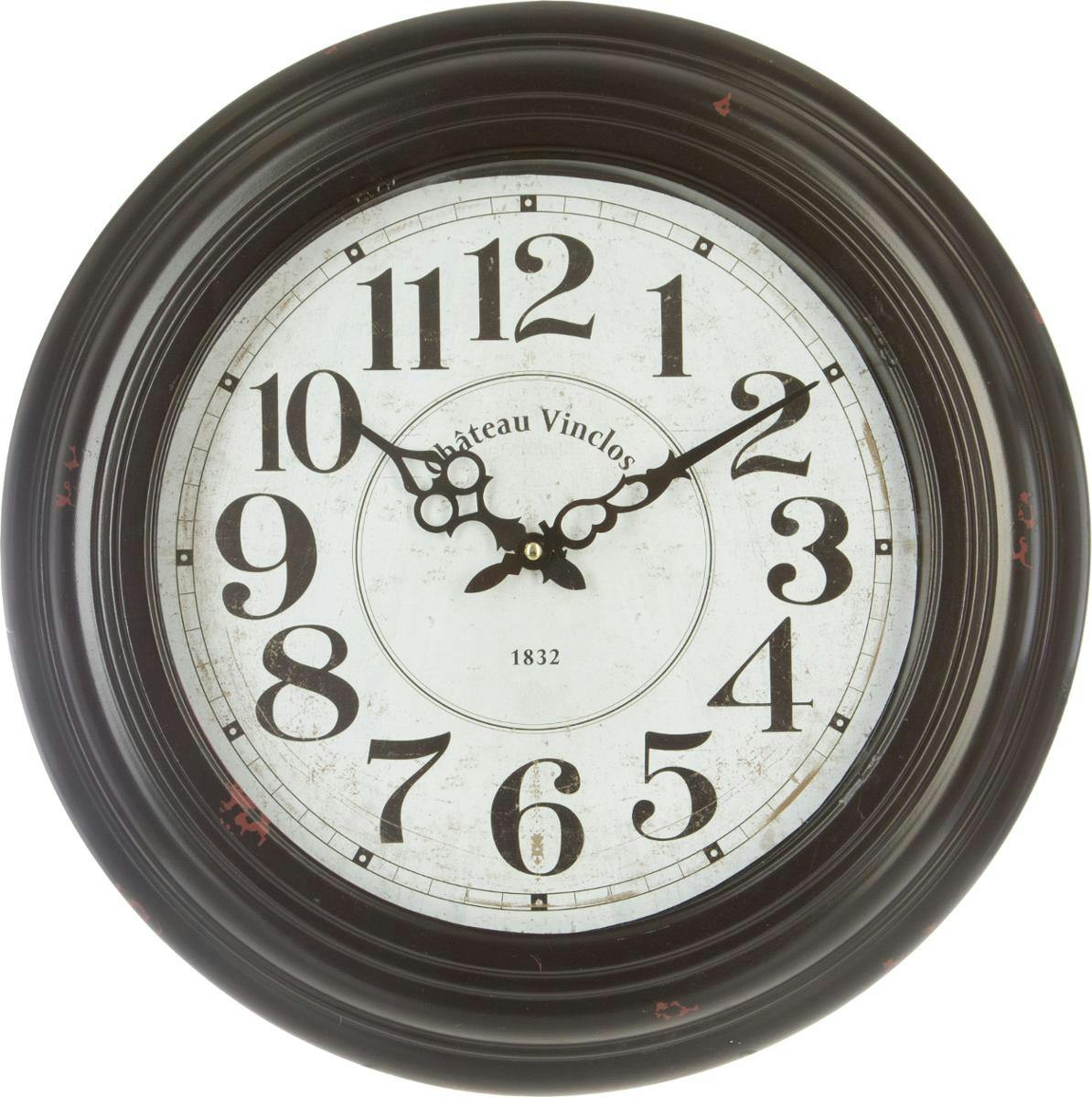 Horloge métal noir effet vieilli "Château Vinclos" D43cm