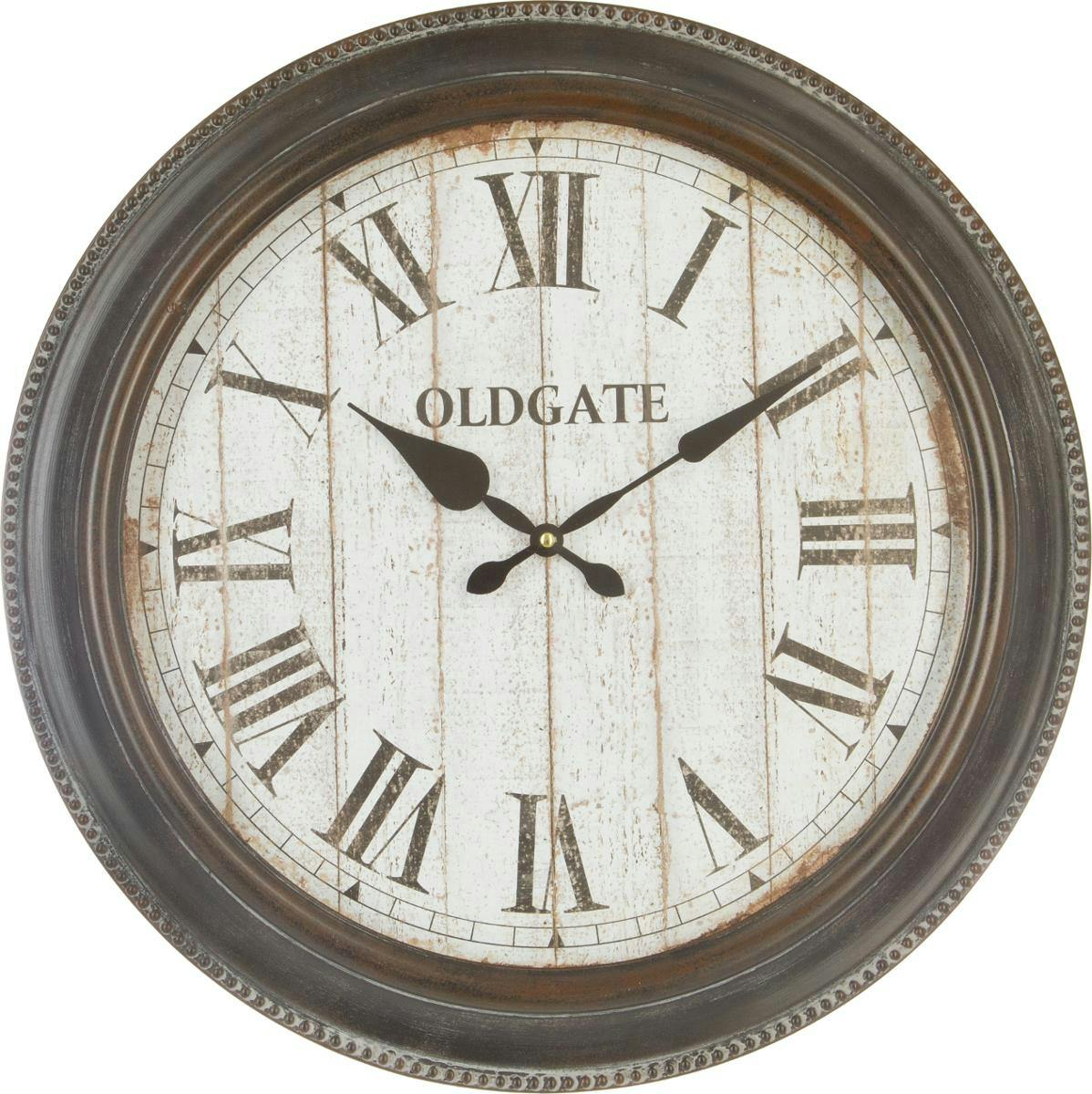 Horloge métal noir effet vieilli et verre "Oldgate" D52cm