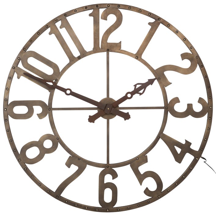 Horloge mural à LED métal marron D104cm