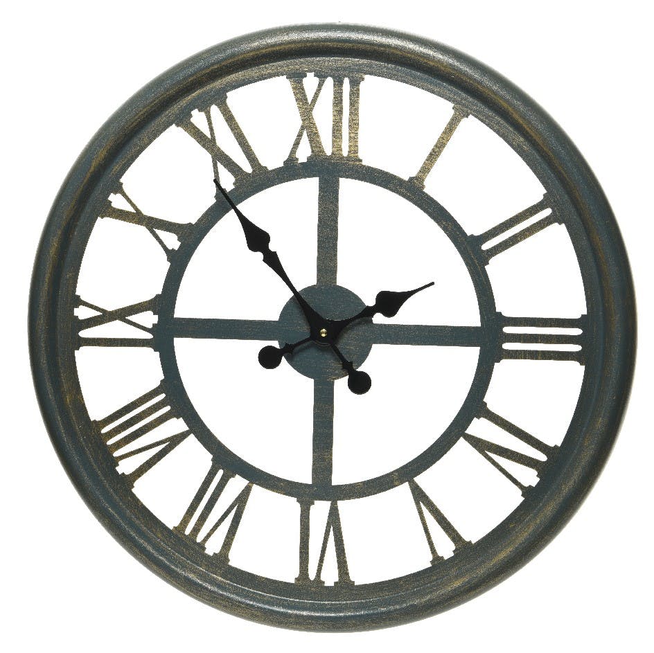 Horloge murale ajouré métal doré blanchi D 60 cm