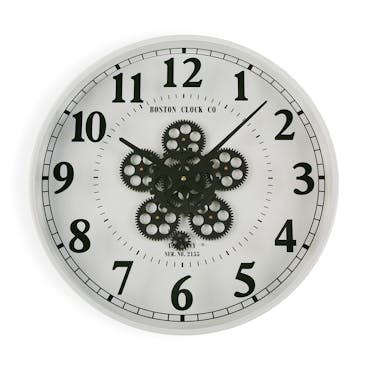  Horloge murale blanche engrenages 50x50 cm
