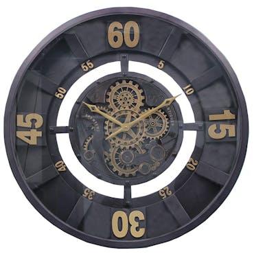 Horloge murale décorative noir et or chiffres classiques