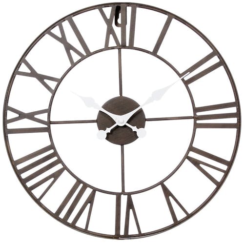 Horloge murale en métal style Vintage D 40 cm - Lignes sobres et épurées - Coloris Marron