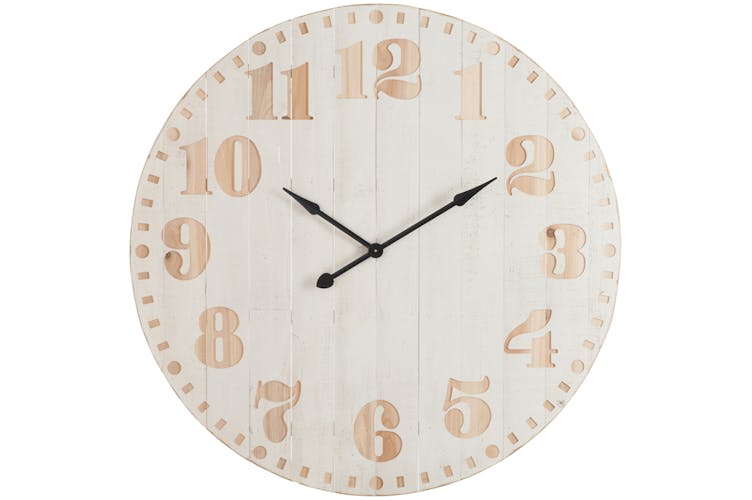 Horloge murale en pin blanc, D114cm