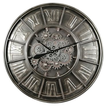  Horloge murale engrenages fond gris