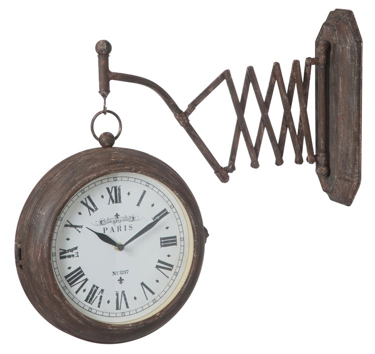 Horloge murale extensible en métal marron 59x12x46cm