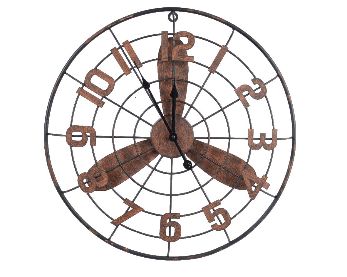 Horloge murale Hélice en métal couleur rouille D49cm